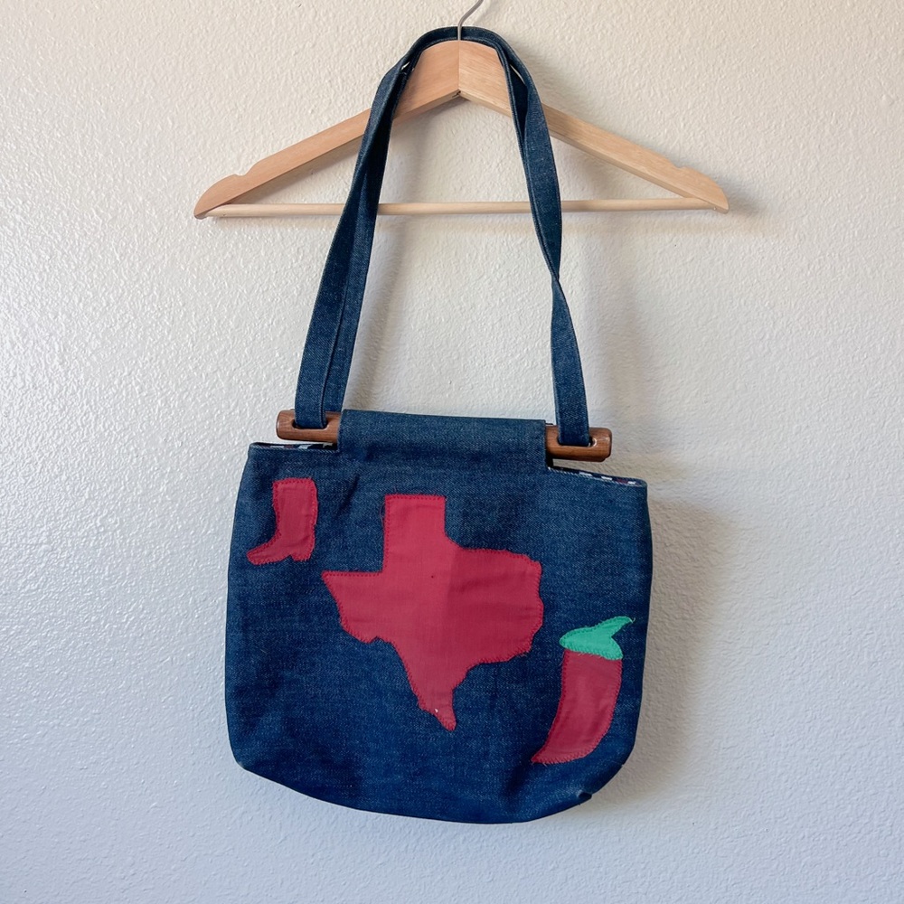 American Flag Lined Texas Denim Tote Bag